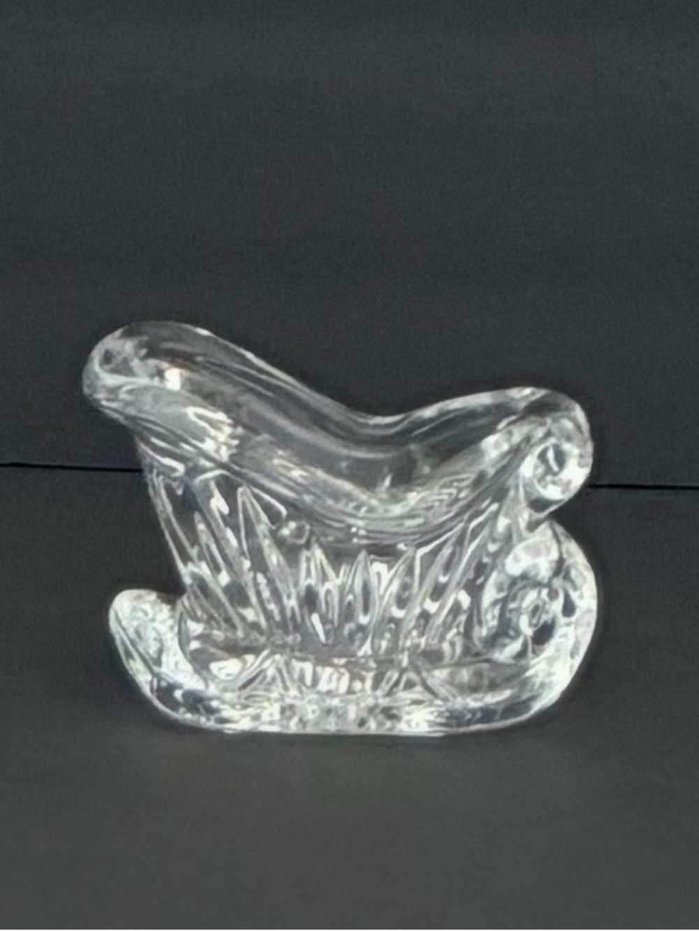 Vintage Lead Crystal Santa’s Sleigh Candy Dish 5.5”